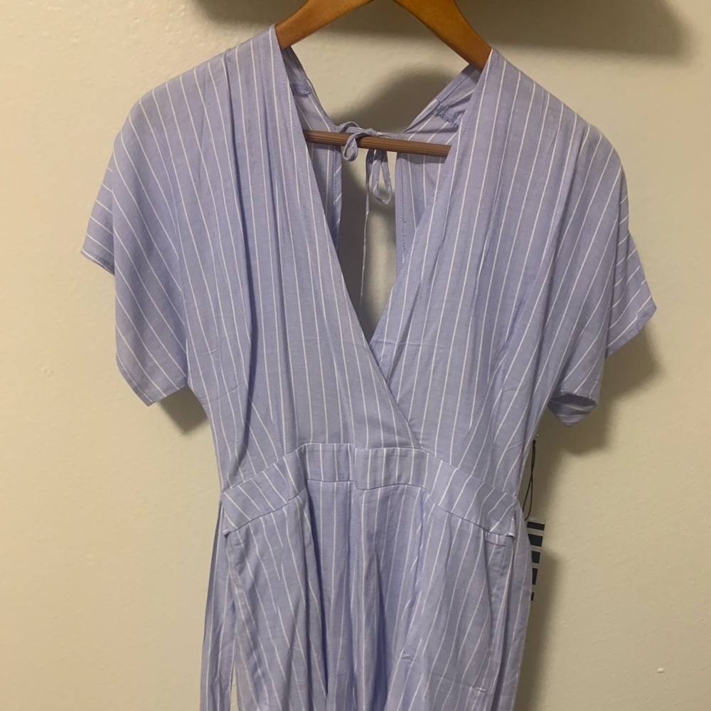 Blue and White Stripe Romper